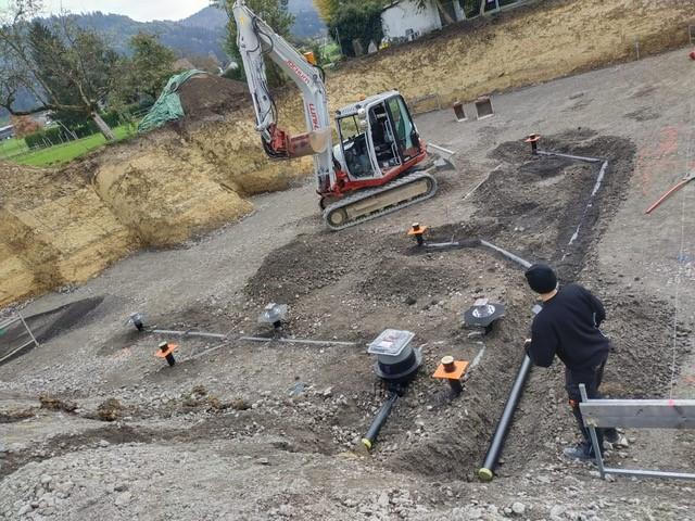 Fundament, Jochum Erdbau und Transporte, Leitungen, Drainagen, Hörbranz, Bezirk Bregenz